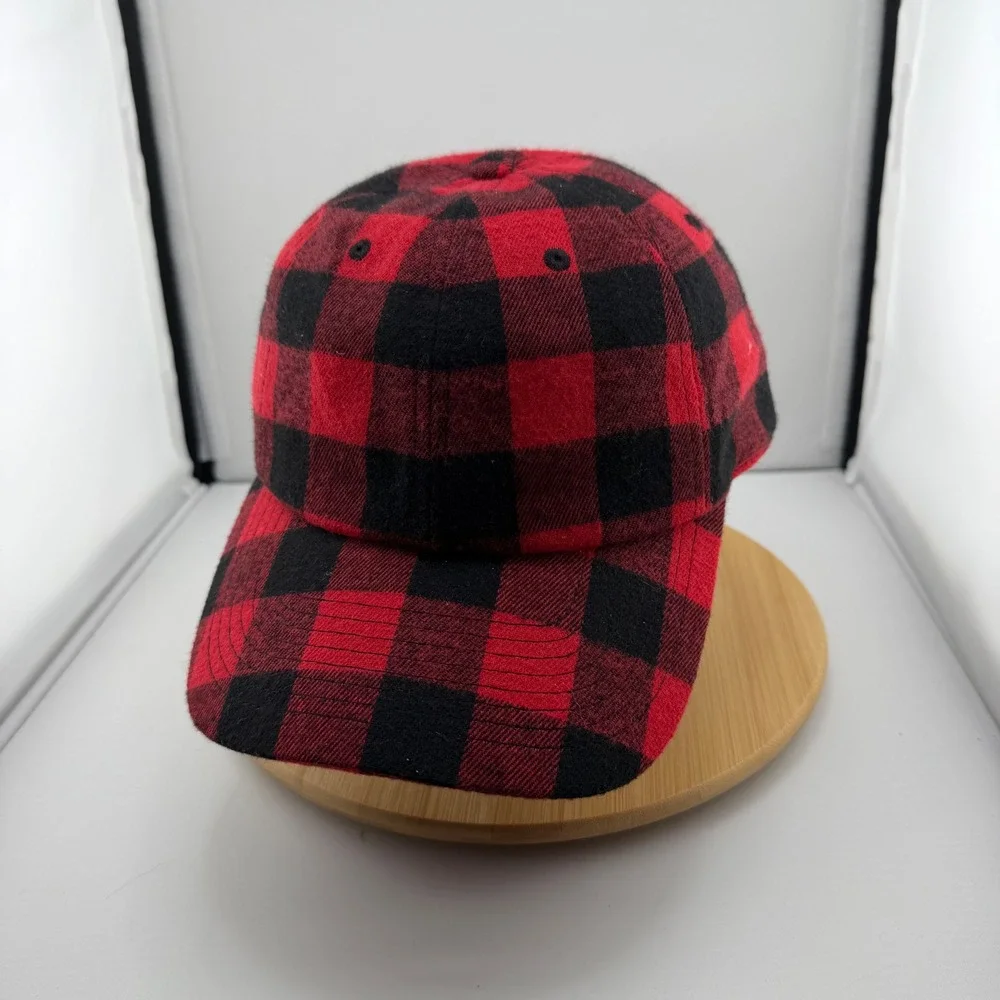 Red Black Buffalo Plaid Baseball Cap Adjustable Flannel Checkered Hat